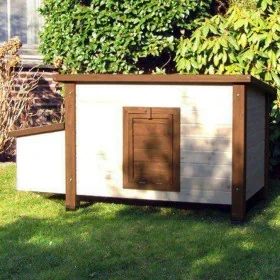 @Pet Gallinero de exterior madera blanco y marrón 136x74,5x75 cm von , Käfige und Lebensräume für Kleintiere - Ref: Foro24-44...