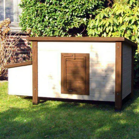 @Pet Gallinero de exterior madera blanco y marrón 136x74,5x75 cm von , Käfige und Lebensräume für Kleintiere - Ref: Foro24-44...