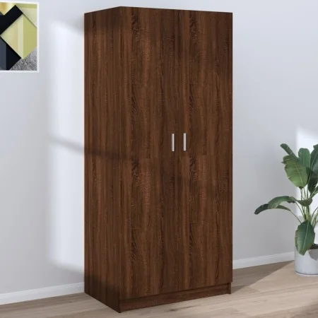 Armario madera contrachapada color roble marrón 80x52x180 cm de , Armarios roperos - Ref: Foro24-815353, Precio: 222,00 €, De...