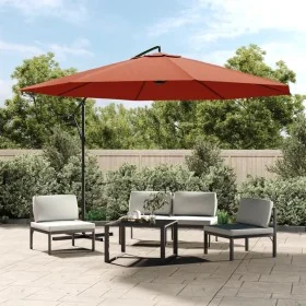 Sombrilla voladiza con poste de aluminio terracota 350 cm by , Umbrellas - Ref: Foro24-44508, Price: 124,52 €, Discount: %