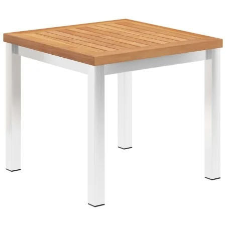 Mesa auxiliar jardín teca maciza y acero inoxidable 45x45x38cm de , Mesas de jardín - Ref: Foro24-46512, Precio: 94,66 €, Des...