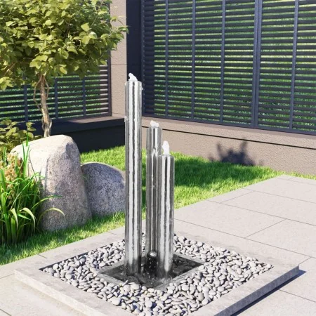 Fuente de jardín de acero inoxidable plateado 48x34x88 cm by , Fountains and waterfalls - Ref: Foro24-48090, Price: 340,77 €,...