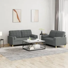 Juego de sofás con cojines 2 piezas tela gris oscuro von , Sofas - Ref: Foro24-3201291, Preis: 431,82 €, Rabatt: %