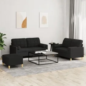 Juego de sofás con cojines 3 piezas tela negro by , Sofas - Ref: Foro24-3201302, Price: 482,06 €, Discount: %