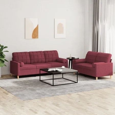 Juego de sofás con cojines 2 piezas tela rojo tinto by , Sofas - Ref: Foro24-3201328, Price: 463,79 €, Discount: %