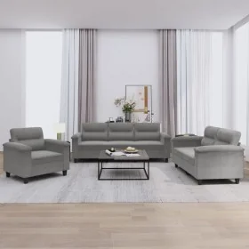 Juego de sofás con cojines 3 piezas tela microfibra gris oscuro by , Sofas - Ref: Foro24-3202292, Price: 780,16 €, Discount: %