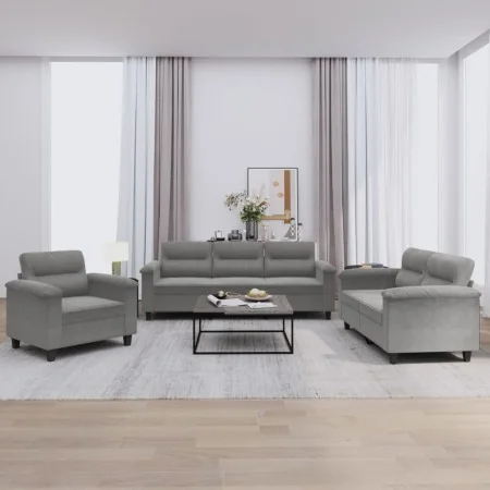 Juego de sofás con cojines 3 piezas tela microfibra gris oscuro by , Sofas - Ref: Foro24-3202292, Price: 780,16 €, Discount: %