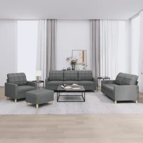 Juego de sofás con cojines 4 piezas tela gris oscuro von , Sofas - Ref: Foro24-3201251, Preis: 682,88 €, Rabatt: %