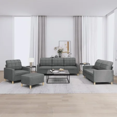 Juego de sofás con cojines 4 piezas tela gris oscuro by , Sofas - Ref: Foro24-3201251, Price: 684,88 €, Discount: %