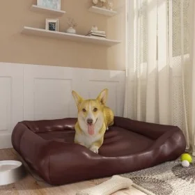 Cama para perros de cuero sintético marrón 105x80x25 cm by , Beds for dogs - Ref: Foro24-171245, Price: 63,74 €, Discount: %