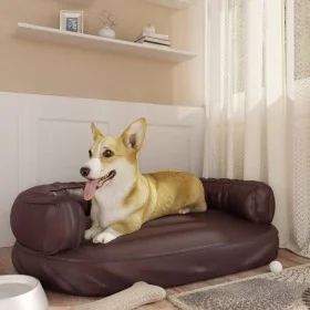 Cama para perros de espuma cuero sintético marrón 88x65 cm by , Beds for dogs - Ref: Foro24-171321, Price: 87,81 €, Discount: %