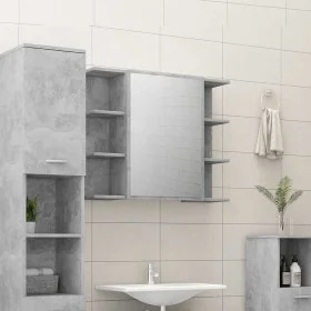 Armario de espejo de baño contrachapada gris 80x20,5x64 cm by , bathroom vanities - Ref: Foro24-802610, Price: 89,50 €, Disco...