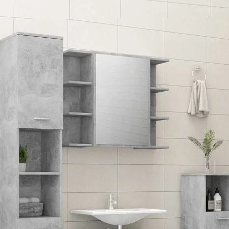 Armario de espejo de baño contrachapada gris 80x20,5x64 cm de , Tocadores de baño - Ref: Foro24-802610, Precio: 89,50 €, Desc...
