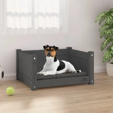 Cama para perros madera maciza de pino gris 55,5x45,5x28 cm by , Beds for dogs - Ref: Foro24-821444, Price: 53,24 €, Discount: %