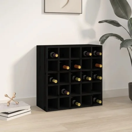 Botellero de madera maciza de pino negro 56x25x56 cm by , Wine and liquor cabinets - Ref: Foro24-821541, Price: 103,03 €, Dis...
