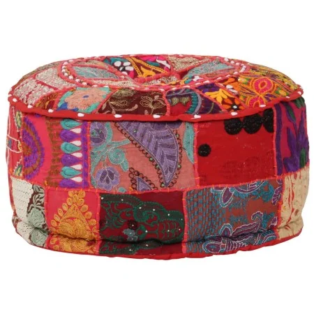 Puf redondo de pachtwork algodón hecho a mano 40x20 cm rojo by , Ottomans - Ref: Foro24-246571, Price: 45,36 €, Discount: %