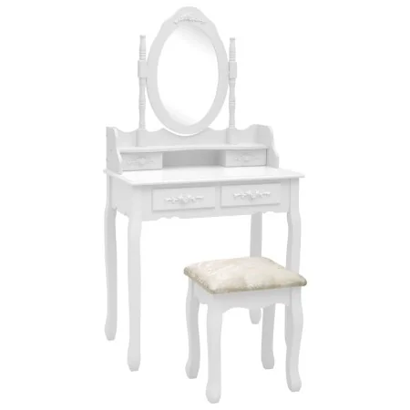 Juego de tocador y taburete madera paulownia blanco 75x69x140cm von , Schlafzimmerkommoden - Ref: Foro24-289314, Preis: 202,2...