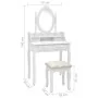 Juego de tocador y taburete madera paulownia blanco 75x69x140cm von , Schlafzimmerkommoden - Ref: Foro24-289314, Preis: 202,2...