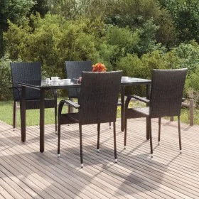 Juego de comedor de jardín 5 piezas ratán sintético negro von , Gartensets - Ref: Foro24-3156656, Preis: 354,24 €, Rabatt: %