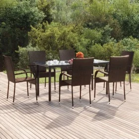 Juego de comedor de jardín 7 piezas ratán sintético marrón by , Garden sets - Ref: Foro24-3156661, Price: 406,66 €, Discount: %