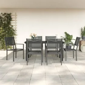 Juego de comedor para jardín 7 piezas acero y textilene negro by , Garden sets - Ref: Foro24-3200731, Price: 403,12 €, Discou...