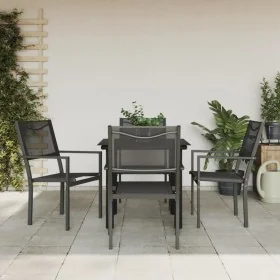 Juego de comedor para jardín 5 piezas acero y textilene negro by , Garden sets - Ref: Foro24-3200727, Price: 269,45 €, Discou...