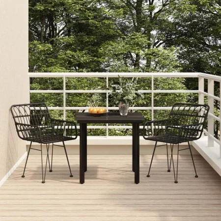 Juego de comedor de jardín 3 piezas ratán sintético negro by , Garden sets - Ref: Foro24-3157866, Price: 219,22 €, Discount: %