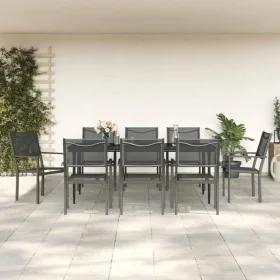 Juego de comedor para jardín 9 piezas acero y textilene negro by , Garden sets - Ref: Foro24-3200725, Price: 627,71 €, Discou...