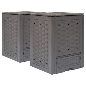 Compostador de jardín 2 uds plástico ratán 60x60x83 cm 600 L von , Komposter - Ref: Foro24-278917, Preis: 171,80 €, Rabatt: %