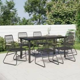 Juego de comedor para jardín 7 piezas ratán PVC negro by , Garden sets - Ref: Foro24-3156573, Price: 454,85 €, Discount: %