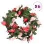 Guirnaldas de flores de Navidad 6 uds rosa primaveral 250 cm de , Coronas y guirnaldas - Ref: Foro24-359038, Precio: 13,66 €,...
