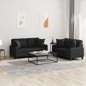 Juego de sofás con cojines 2 piezas cuero sintético negro von , Sofas - Ref: Foro24-3201368, Preis: 443,19 €, Rabatt: %
