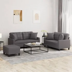 Juego de sofás con cojines 3 piezas cuero sintético gris von , Sofas - Ref: Foro24-3201375, Preis: 455,86 €, Rabatt: %