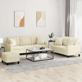 Juego de sofás con cojines 3 piezas cuero sintético color crema de , Sofás - Ref: Foro24-3201394, Precio: 503,76 €, Descuento: %