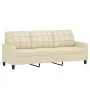 Juego de sofás con cojines 3 piezas cuero sintético color crema by , Sofas - Ref: Foro24-3201394, Price: 503,76 €, Discount: %