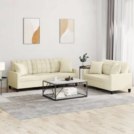 Juego de sofás con cojines 2 piezas cuero sintético color crema von , Sofas - Ref: Foro24-3201389, Preis: 460,82 €, Rabatt: %