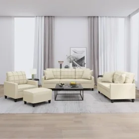 Juego de sofás con cojines 4 piezas cuero sintético color crema by , Sofas - Ref: Foro24-3201354, Price: 642,06 €, Discount: %