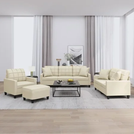 Juego de sofás con cojines 4 piezas cuero sintético color crema von , Sofas - Ref: Foro24-3201354, Preis: 642,06 €, Rabatt: %