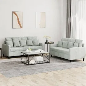 Juego de sofás con cojines 2 piezas terciopelo gris claro by , Sofas - Ref: Foro24-3201700, Price: 450,88 €, Discount: %
