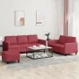 Juego de sofás con cojines 3 piezas cuero sintético rojo tinto von , Sofas - Ref: Foro24-3201768, Preis: 481,22 €, Rabatt: %