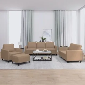 Juego de sofás con cojines 4 piezas cuero sintético capuchino by , Sofas - Ref: Foro24-3201749, Price: 618,00 €, Discount: %