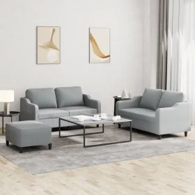 Juego de sofás con cojines 3 piezas tela gris claro de , Sofás - Ref: Foro24-3201810, Precio: 465,44 €, Descuento: %