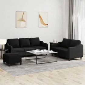 Juego de sofás con cojines 3 piezas tela negro by , Sofas - Ref: Foro24-3201846, Price: 508,70 €, Discount: %