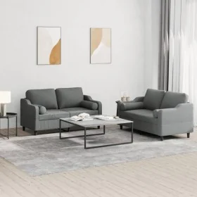 Juego de sofás con cojines 2 piezas tela gris oscuro by , Sofas - Ref: Foro24-3201819, Price: 426,31 €, Discount: %