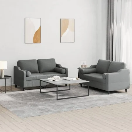 Juego de sofás con cojines 2 piezas tela gris oscuro by , Sofas - Ref: Foro24-3201819, Price: 426,31 €, Discount: %