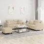 Juego de sofás con cojines 3 piezas tela microfibra crema by , Sofas - Ref: Foro24-3202336, Price: 538,29 €, Discount: %