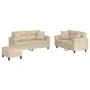 Juego de sofás con cojines 3 piezas tela microfibra crema by , Sofas - Ref: Foro24-3202336, Price: 538,29 €, Discount: %