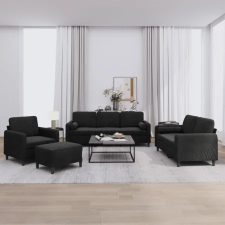 Juego de sofás con cojines 4 piezas terciopelo negro von , Sofas - Ref: Foro24-3201969, Preis: 703,55 €, Rabatt: %