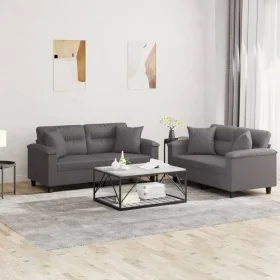 Juego de sofás con cojines 2 piezas cuero sintético gris by , Sofas - Ref: Foro24-3202374, Price: 490,11 €, Discount: %