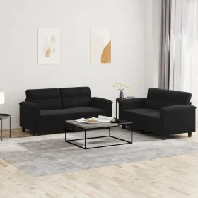 Juego de sofás con cojines 2 piezas tela microfibra negro von , Sofas - Ref: Foro24-3202317, Preis: 539,20 €, Rabatt: %